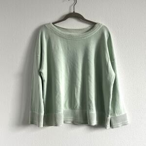 J.Jill Mint Green Wide Boat Neck Sweater LP Cottagecore Comfy-Cozy Soft Girl